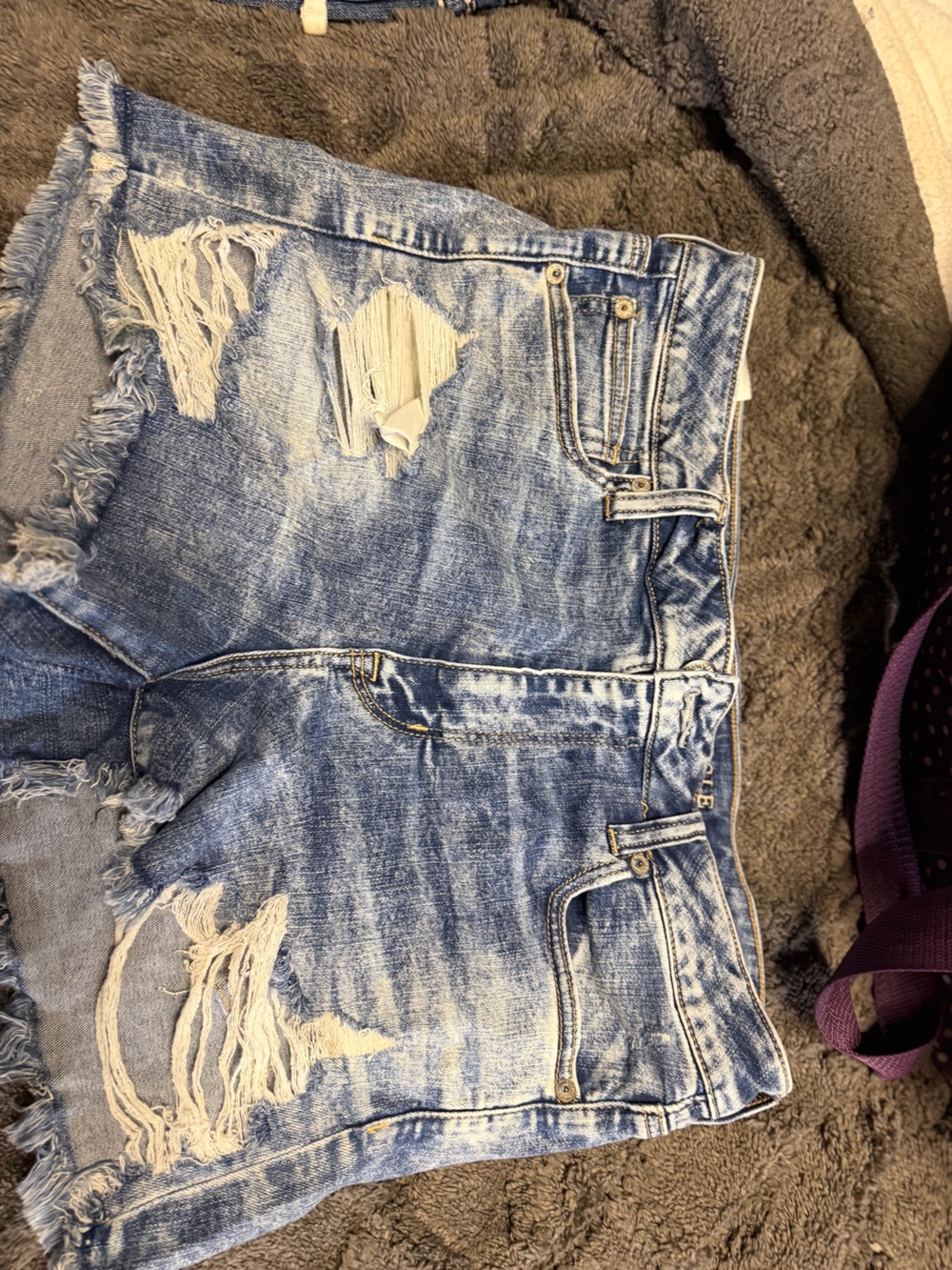 American Eagle Outfitters Light Blue Distressed Denim Shorts
